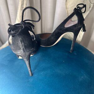 High-End Deimille Women's Black Leather Heels 38.5
